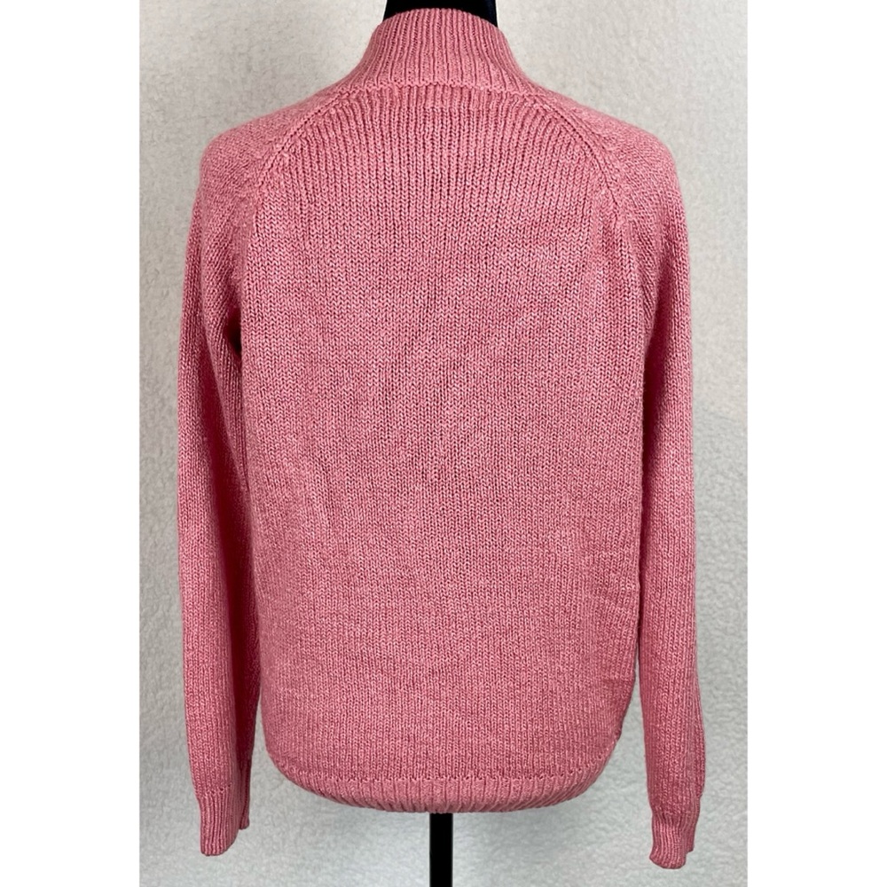 KAREN SCOTT • Dusty Pink Cable Knit Faux Pearl Button Mock-neck Sweater, S - Picture 7 of 16